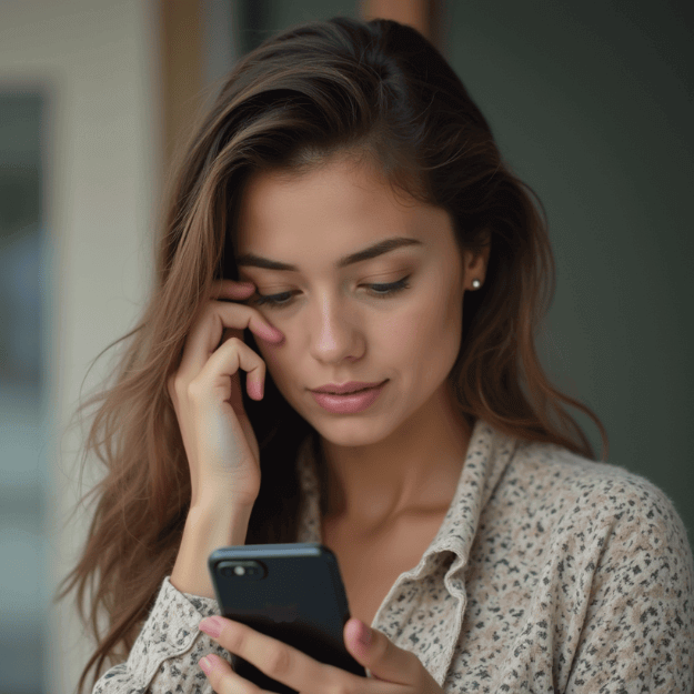 Bienvenida-descubre-tendencia-persona-mirando-movil.png Mujer joven mirando su móvil con atención en un entorno moderno.